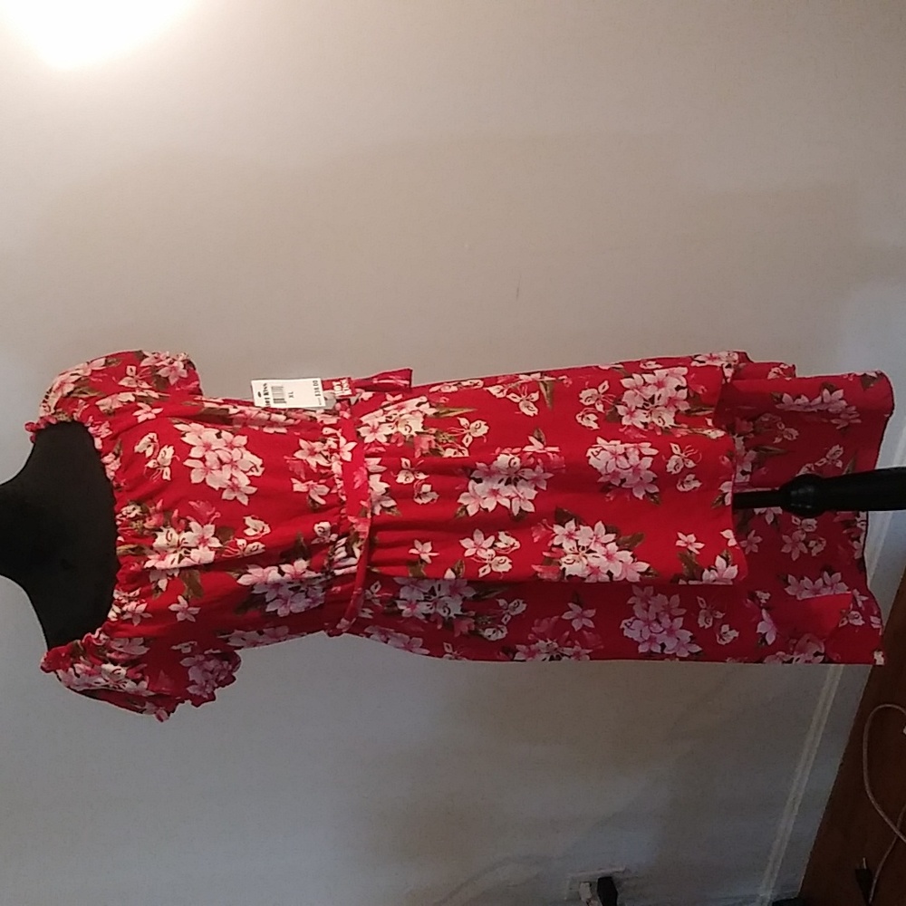 NWT XL Hot Kiss red multi colored dress high low